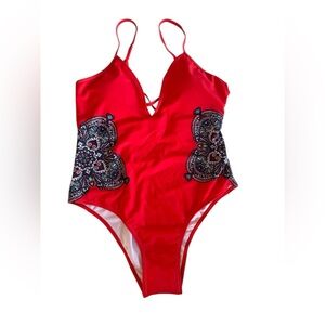 La Moda  clothing Red Kids Swimwear with Patterned Design